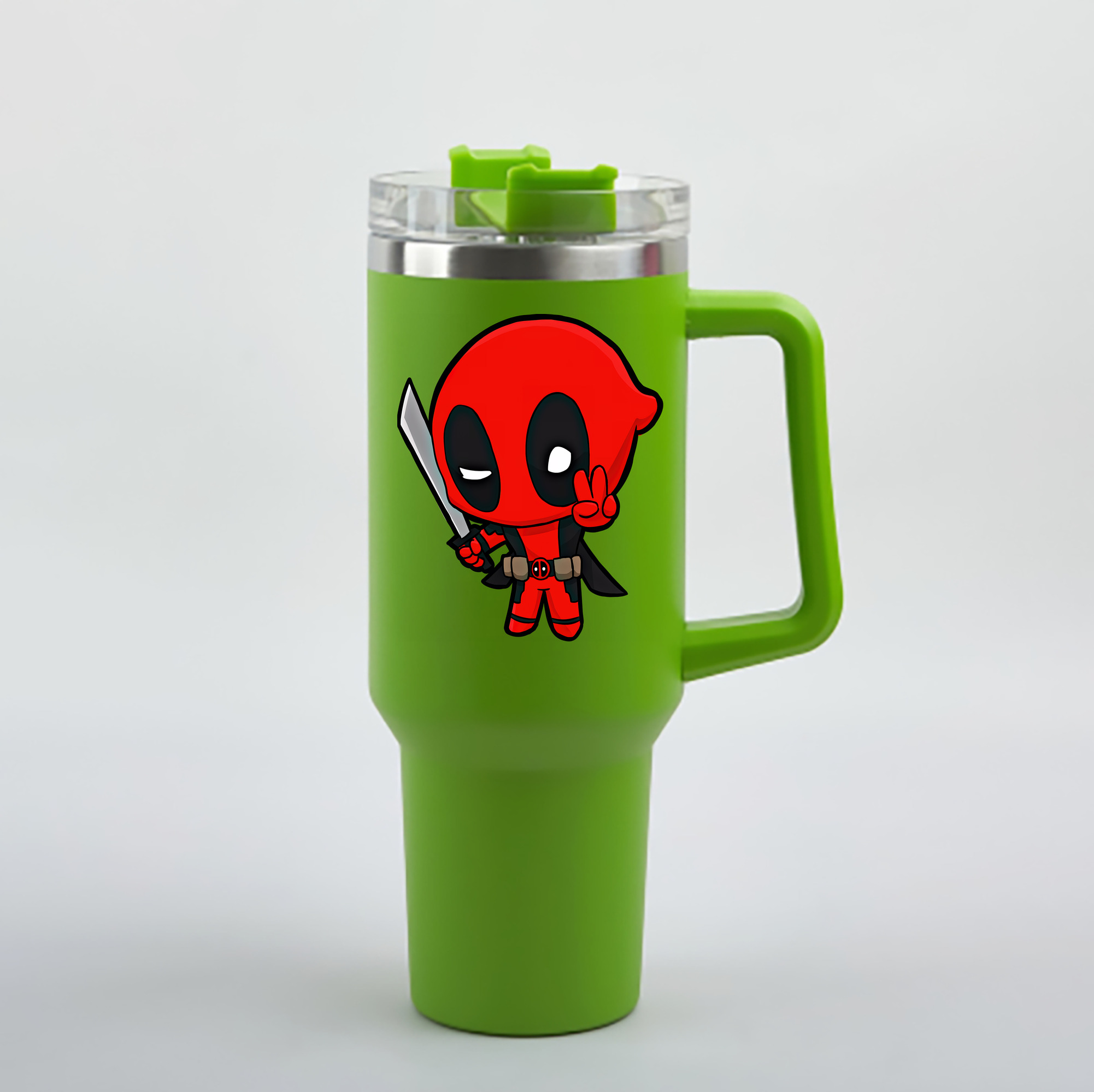 （画像用） Deadpool デッドプール 1200mL車用タンブラー - クリスタルステッカー（プラスチックストロー付き）